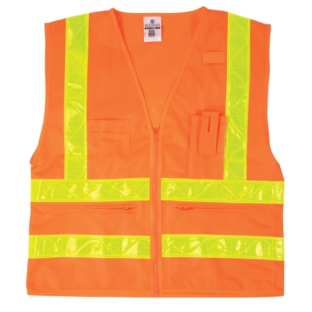 KISHIGO L, Orange, Class 2, Combined Performance 5 Pocket Solid Vest 1198-L